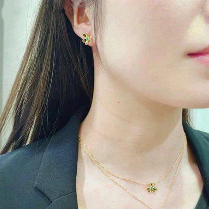 [✨ROSE💎]FRIVOLE  FLOWER MALACHITE EARRINGS