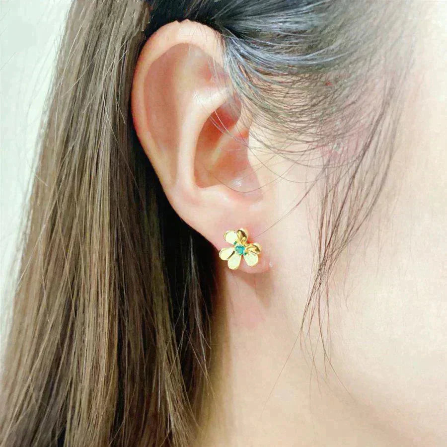 [✨ROSE💎]FRIVOLE  FLOWER MALACHITE EARRINGS