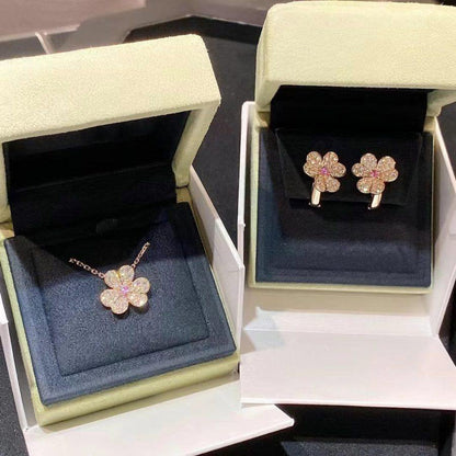 [✨ROSE💎]FRIVOLE PINK GOLD FLOWER DIAMOND EARRINGS