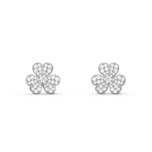 [✨ROSE💎]FRIVOLE SILVER FLOWER DIAMOND EARRINGS