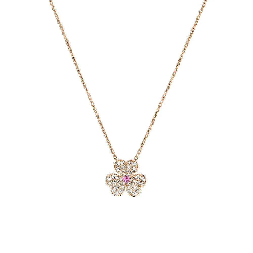 [✨ROSE💎]FRIVOLE ROSE GOLD FLOWER DIAMOND NECKLACE