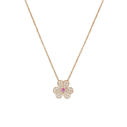 [✨ROSE💎]FRIVOLE ROSE GOLD FLOWER DIAMOND NECKLACE