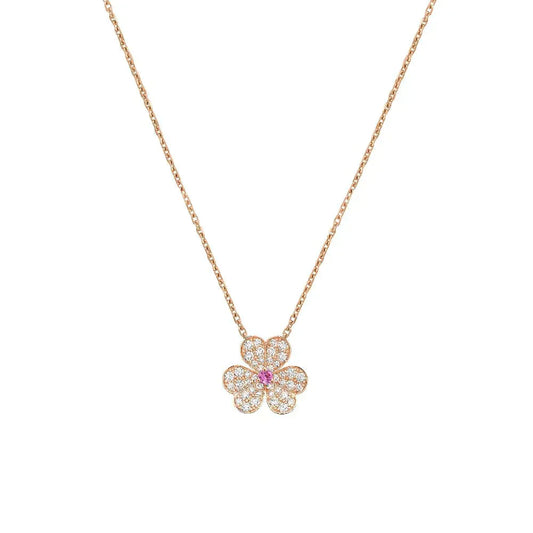 [✨ROSE💎]FRIVOLE ROSE GOLD FLOWER DIAMOND NECKLACE