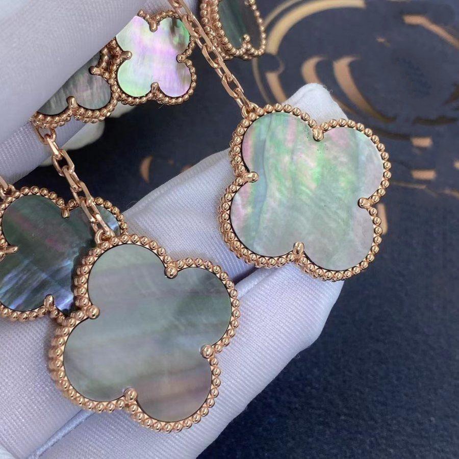 [✨ROSE💎]CLOVER EARRINGS DARK MOP 4 MOTIFS ROSE GOLD