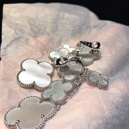[✨ROSE💎]CLOVER EARRINGS WHITE MOP 4 MOTIFS SILVER