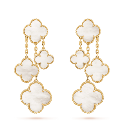 [✨ROSE💎]CLOVER EARRINGS WHITE MOP 4 MOTIFS GOLD