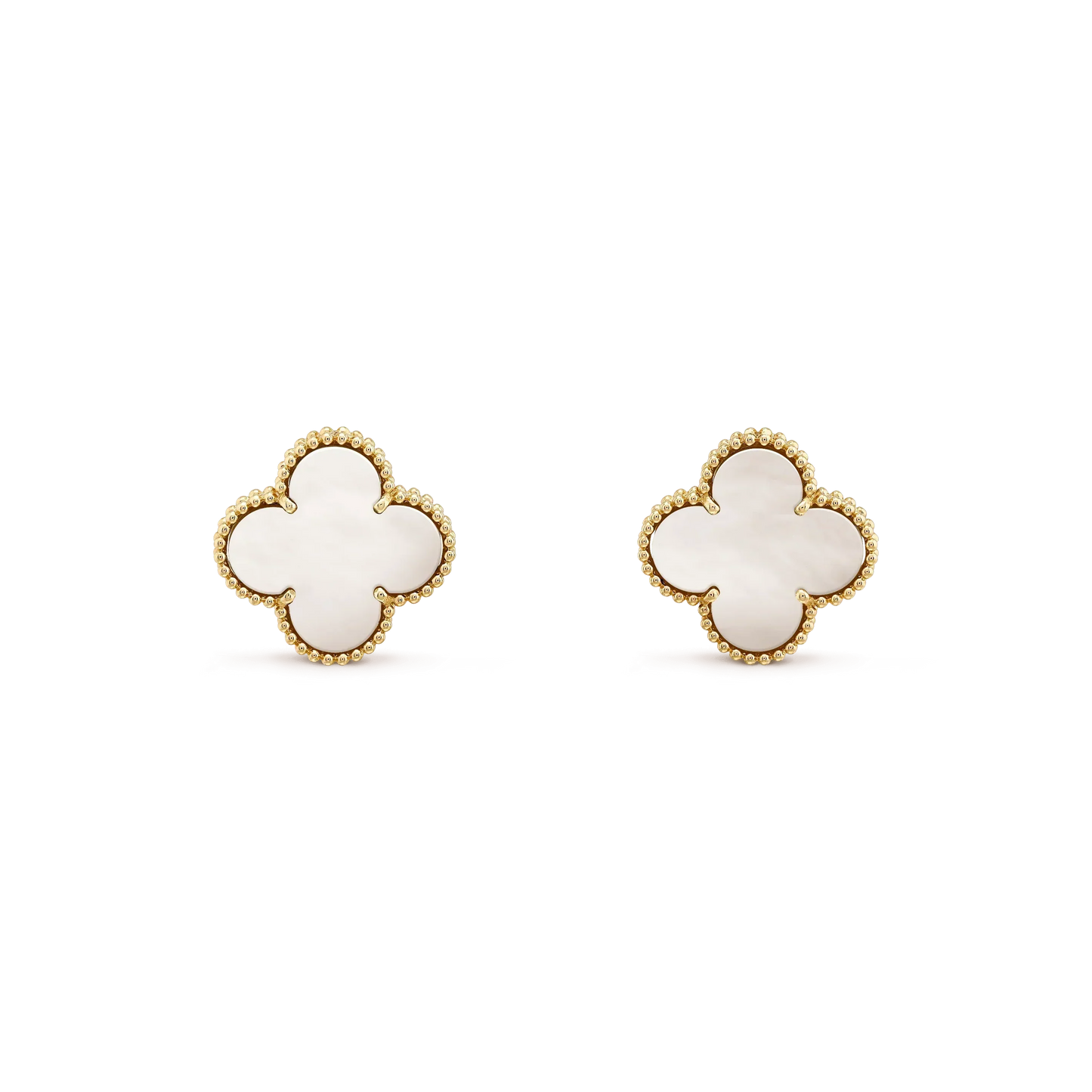 [✨ROSE💎]CLOVER MEDIUM 1 MOTIFS  WHITE MOP STUD EARRINGS