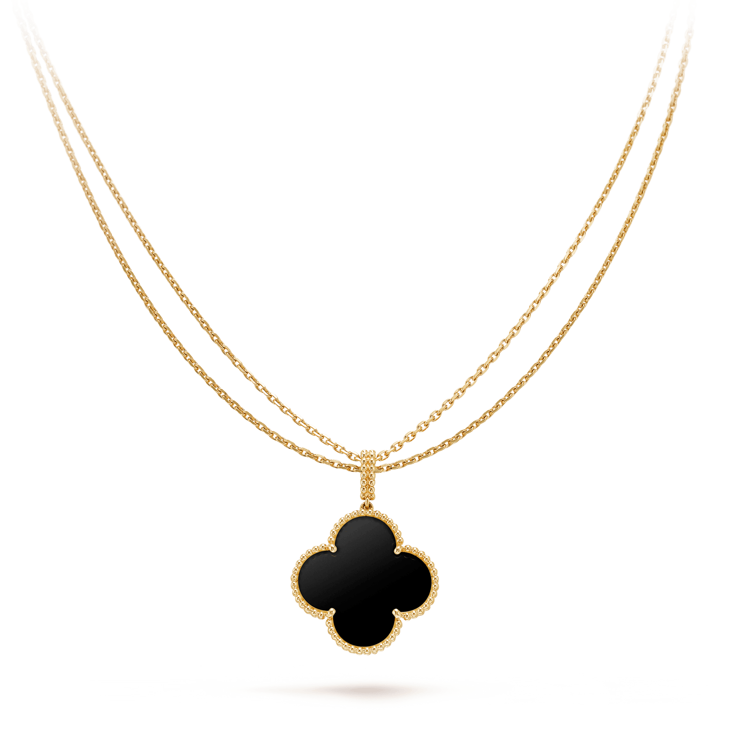 [✨ROSE💎]CLOVER 25MM GOLD ONYX BIG CLOVER NECKLACE