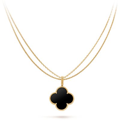 [✨ROSE💎]CLOVER 25MM GOLD ONYX BIG CLOVER NECKLACE