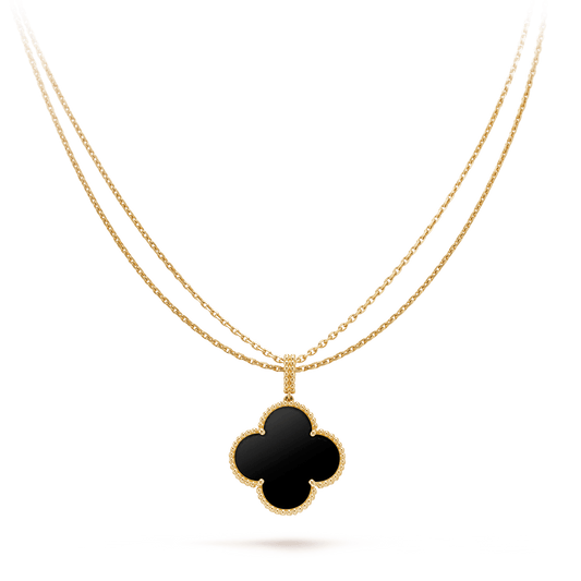 [✨ROSE💎]CLOVER 25MM GOLD ONYX BIG CLOVER NECKLACE