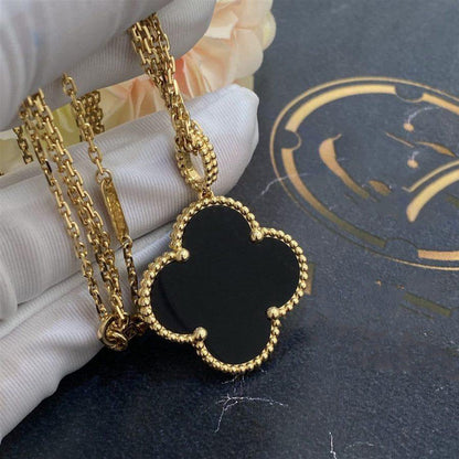[✨ROSE💎]CLOVER 25MM GOLD ONYX BIG CLOVER NECKLACE