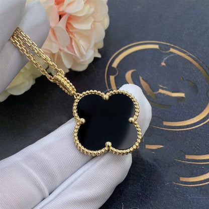 [✨ROSE💎]CLOVER 25MM GOLD ONYX BIG CLOVER NECKLACE