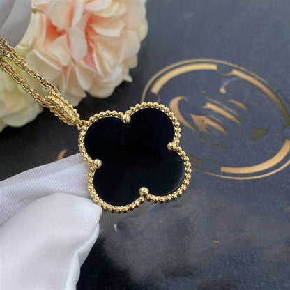 [✨ROSE💎]CLOVER 25MM GOLD ONYX BIG CLOVER NECKLACE