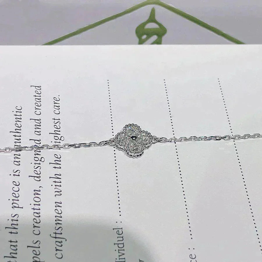 [✨ROSE💎]CLOVER  SINGLE FLOWER BRACELET SILVER