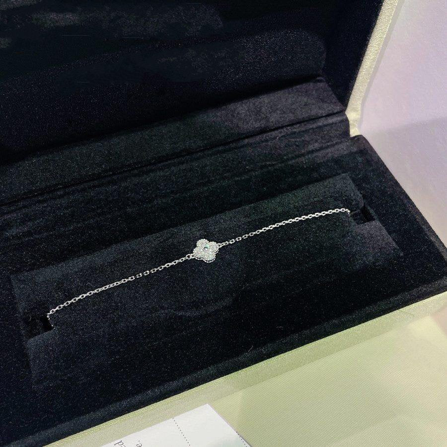 [✨ROSE💎]CLOVER  SINGLE FLOWER BRACELET SILVER