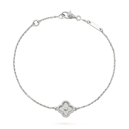 [✨ROSE💎]CLOVER  SINGLE FLOWER BRACELET SILVER