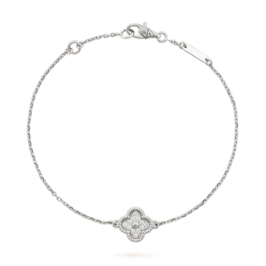 [✨ROSE💎]CLOVER  SINGLE FLOWER BRACELET SILVER