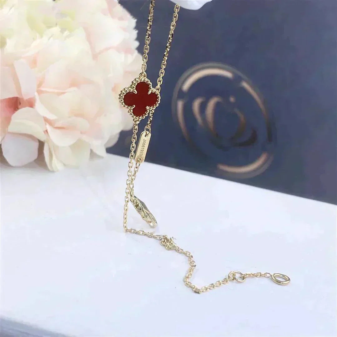 [✨ROSE💎]CLOVER  CARNELIAN SINGLE FLOWER BRACELET