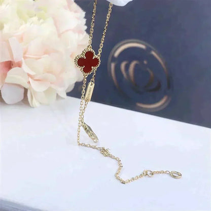 [✨ROSE💎]CLOVER  CARNELIAN SINGLE FLOWER BRACELET
