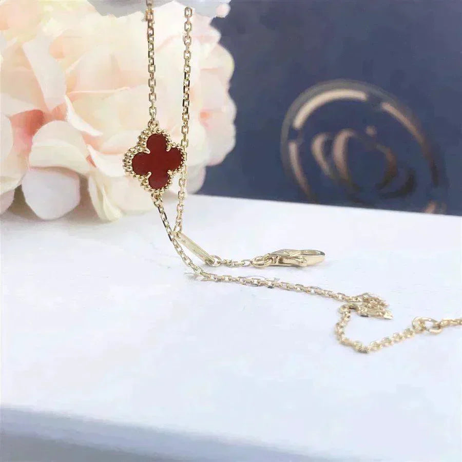 [✨ROSE💎]CLOVER  CARNELIAN SINGLE FLOWER BRACELET
