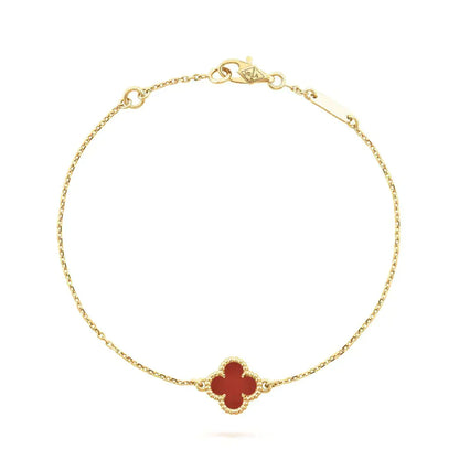 [✨ROSE💎]CLOVER  CARNELIAN SINGLE FLOWER BRACELET