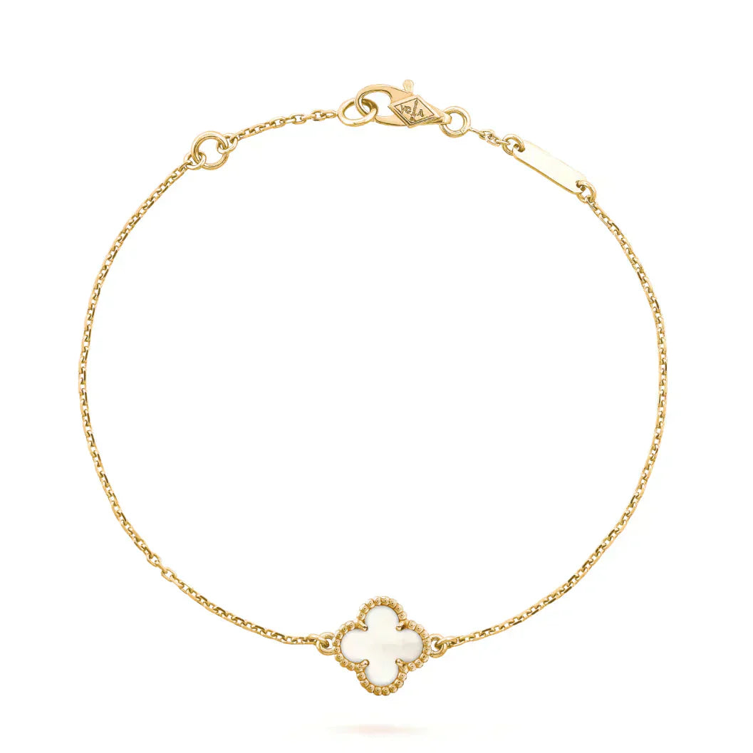 [✨ROSE💎]CLOVER WHITE MOP SINGLE FLOWER BRACELET
