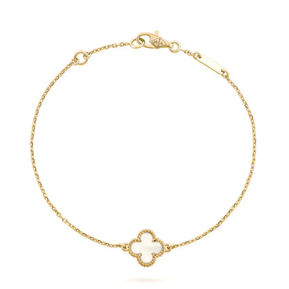 [✨ROSE💎]CLOVER WHITE MOP SINGLE FLOWER BRACELET