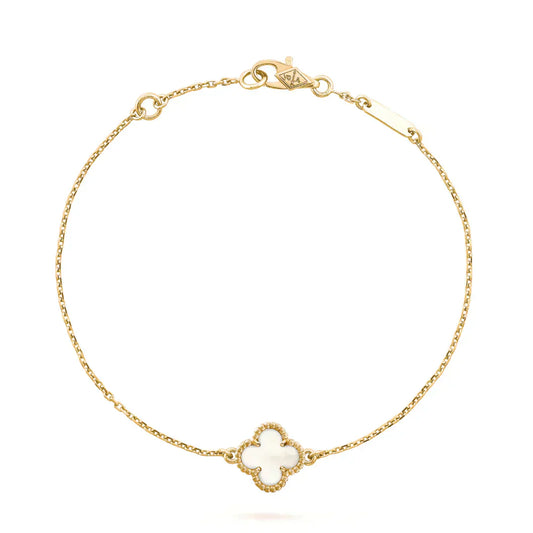 [✨ROSE💎]CLOVER WHITE MOP SINGLE FLOWER BRACELET