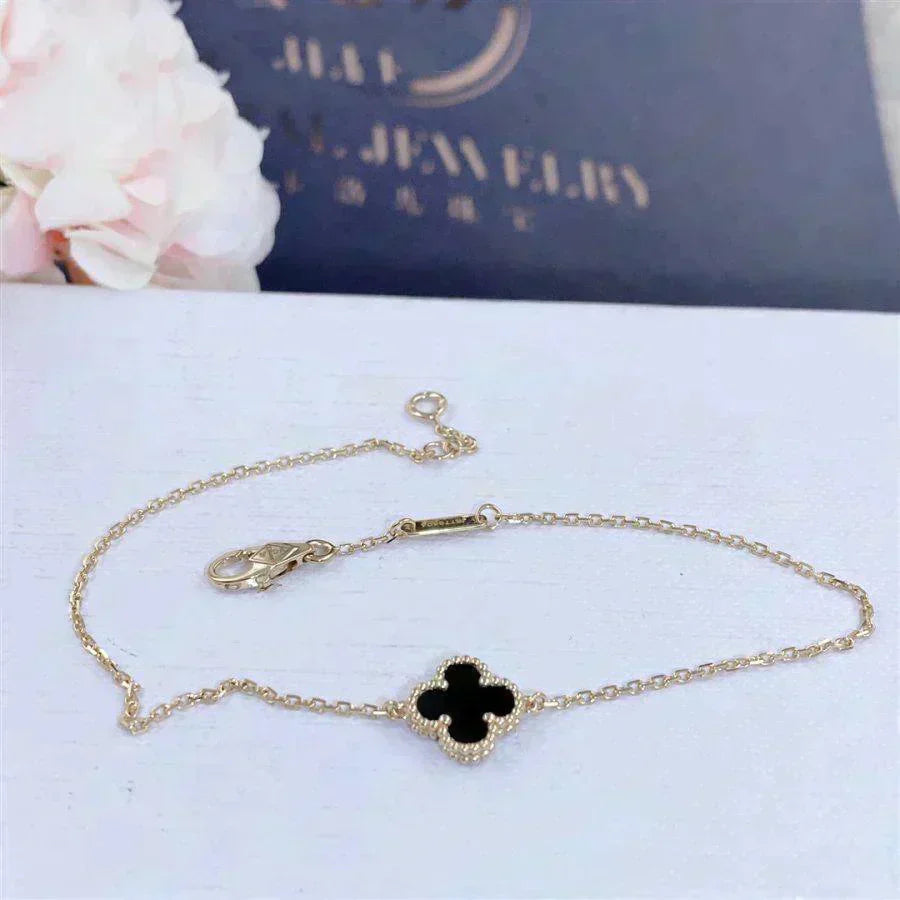 [✨ROSE💎]CLOVER ONYX SINGLE FLOWER BRACELET