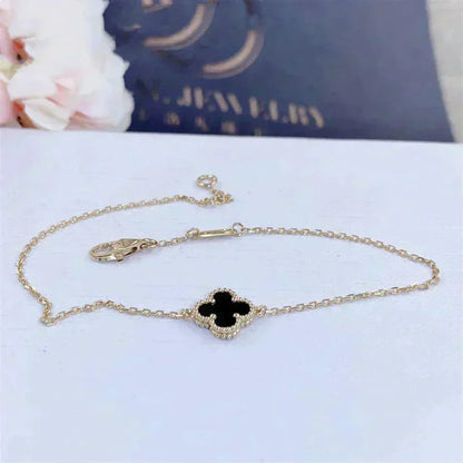 [✨ROSE💎]CLOVER ONYX SINGLE FLOWER BRACELET