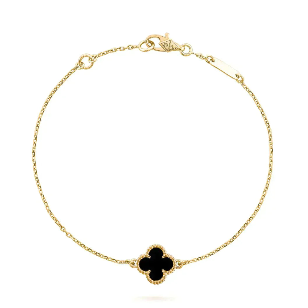 [✨ROSE💎]CLOVER ONYX SINGLE FLOWER BRACELET