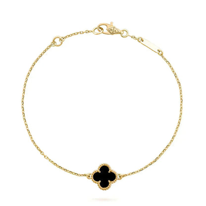 [✨ROSE💎]CLOVER ONYX SINGLE FLOWER BRACELET