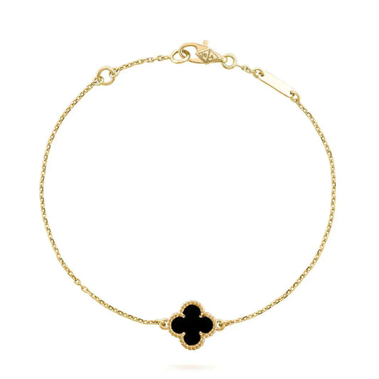 [✨ROSE💎]CLOVER ONYX SINGLE FLOWER BRACELET