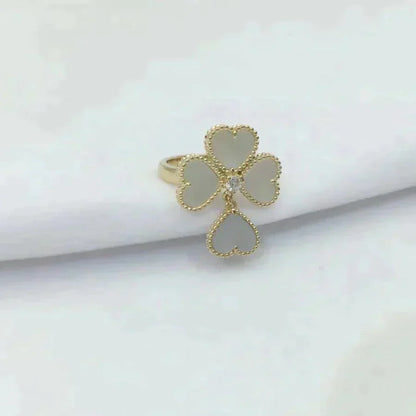 [✨ROSE💎]SWEET CLOVER WHITE MOP RING