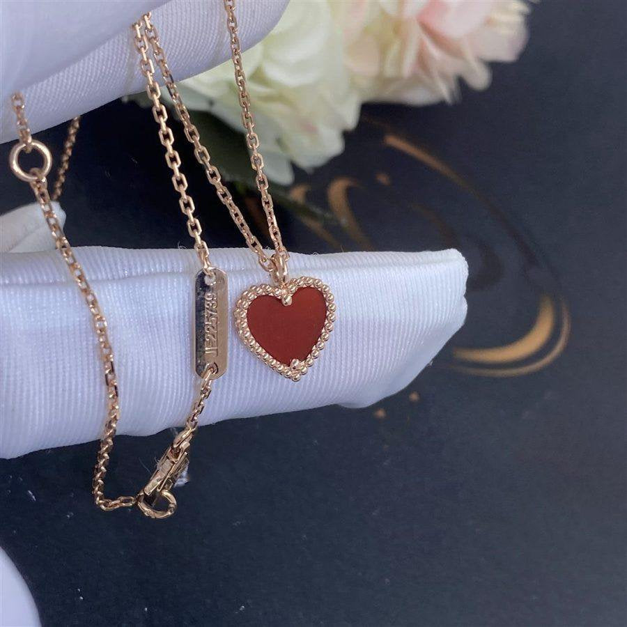 [✨ROSE💎]SWEET CLOVER CARNELIAN HEART NECKLACE
