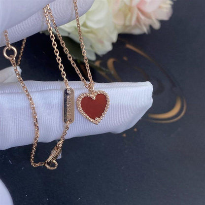 [✨ROSE💎]SWEET CLOVER CARNELIAN HEART NECKLACE