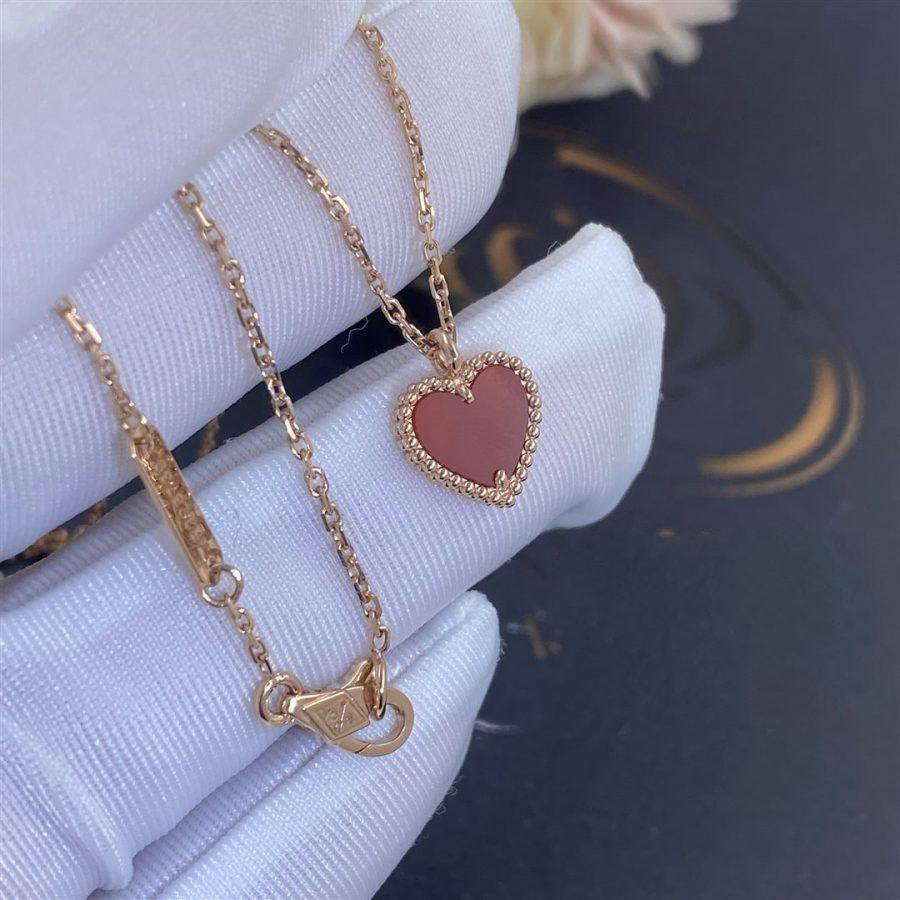 [✨ROSE💎]SWEET CLOVER CARNELIAN HEART NECKLACE