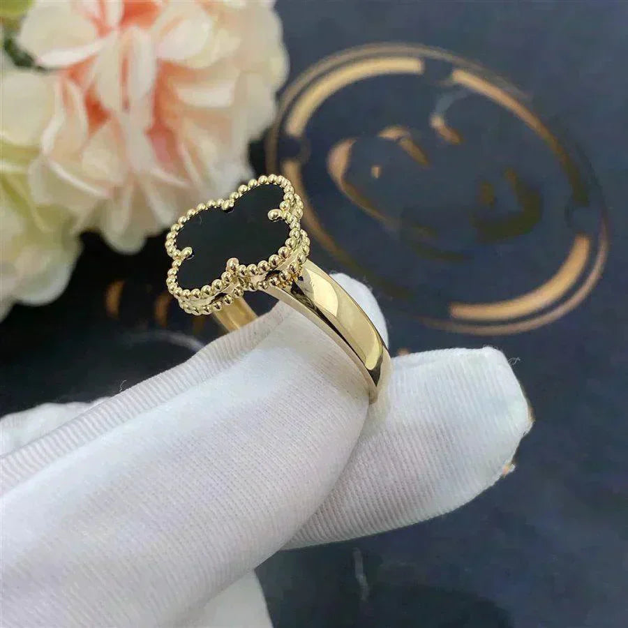 [✨ROSE💎]CLOVER ONYX RING