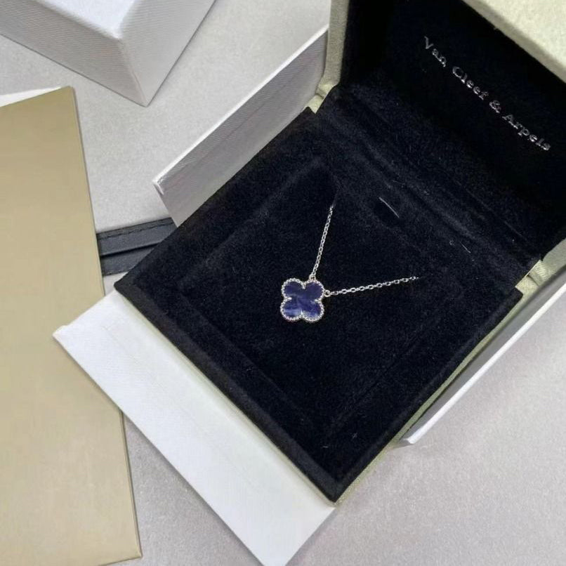[✨ROSE💎]CLOVER 15MM PIETERSITE NECKLACE SILVER