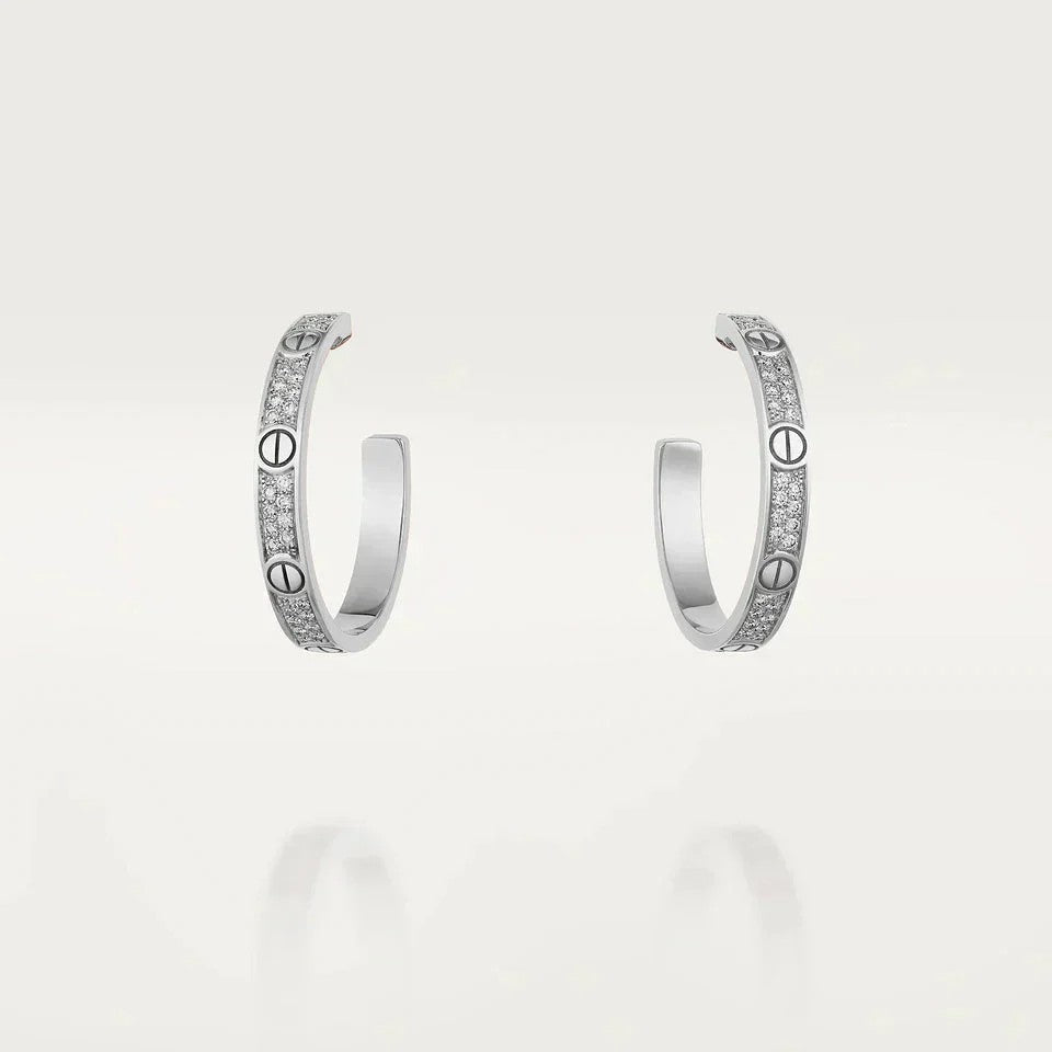 [✨ROSE💎]LOVE EARRINGS 3.6MM DIAMOND PAVED