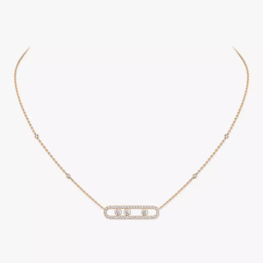 [✨ROSE💎] Move Pave_ Rose Gold Diamond Necklace