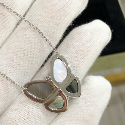 [✨ROSE💎]LARGE BUTTERFLY SILVER PENDANT DIAMOND NECKLACE