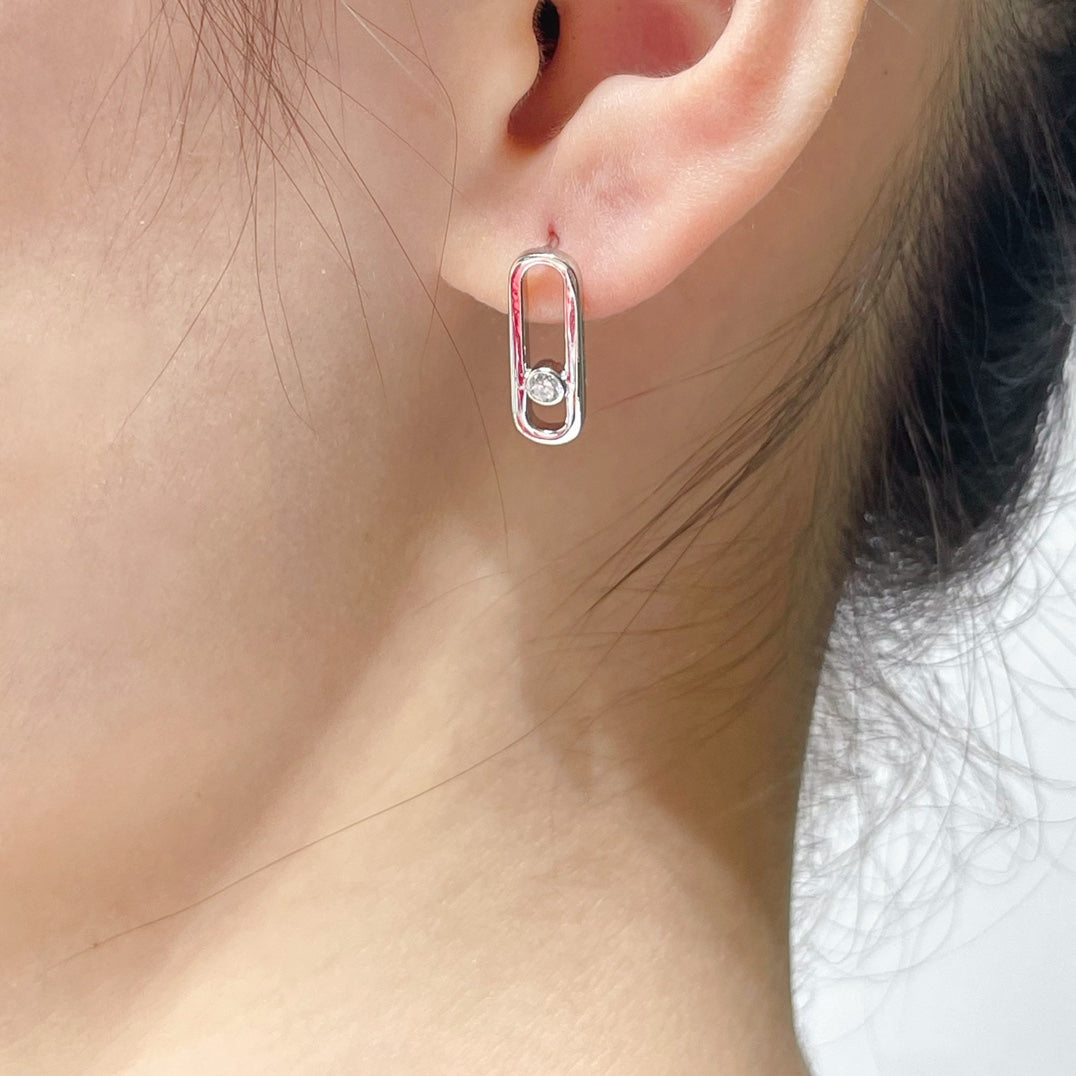 [✨ROSE💎]MOVE UNO SMALL 1 DIAMOND EARRINGS