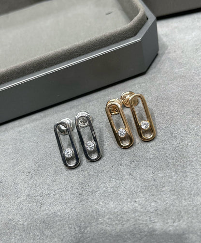 [✨ROSE💎]MOVE UNO SMALL 1 DIAMOND EARRINGS