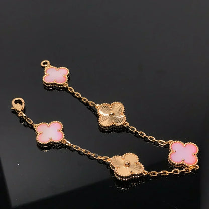 [✨ROSE💎] CLOVER 5 MOTIFS  PINK MOP BRACELET COLLECTION