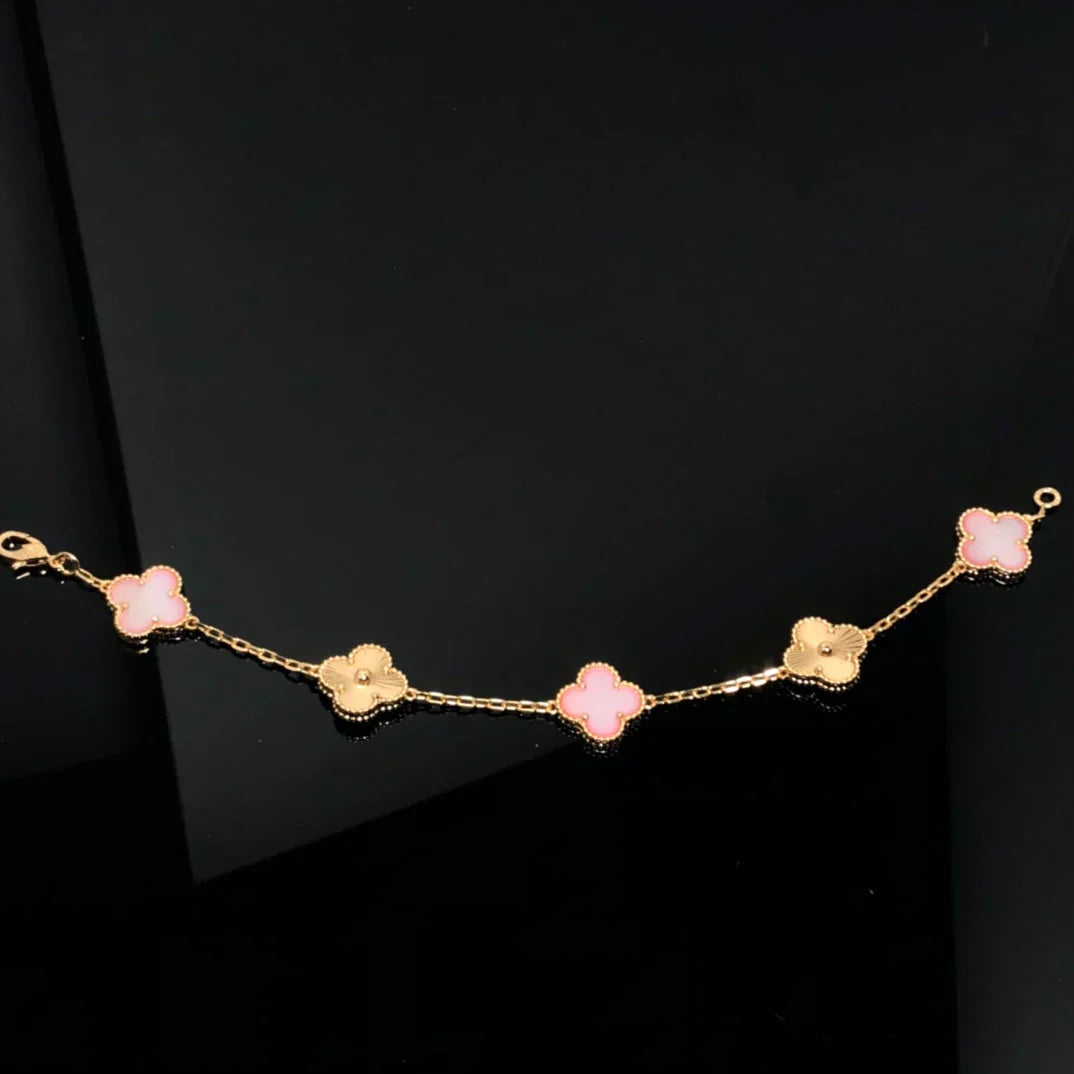 [✨ROSE💎] CLOVER 5 MOTIFS  PINK MOP BRACELET COLLECTION