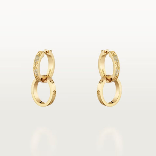 [✨ROSE💎]LOVE 3.3MM DANGLE HALF DIAMOND EARRINGS