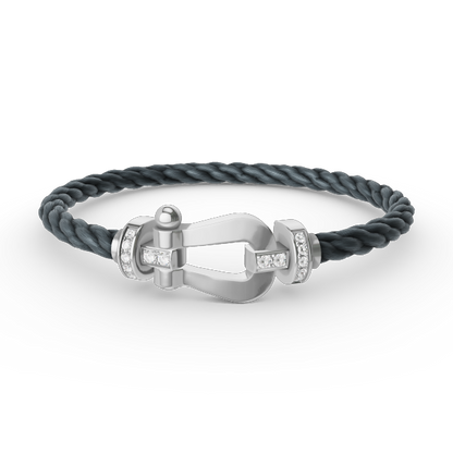 [✨ROSE💎]FORCE LARGE HORSESHOE HALF DIAMOND BRACELET SILVER