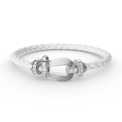 [✨ROSE💎]FORCE LARGE HORSESHOE HALF DIAMOND BRACELET SILVER