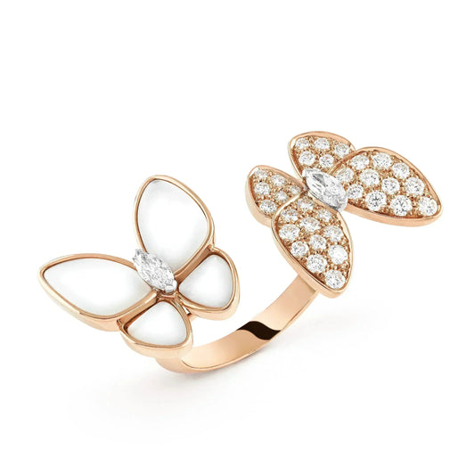 [✨ROSE💎]TWIN BUTTERFLY DIAMOND MOP RING